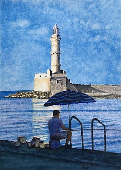 FISHERMAN CHANIA- Watercolour