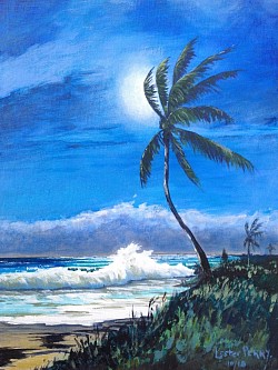 BEACH AND MOON- Acrylics