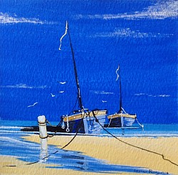 BOATS RESTING - Acrylic on paper