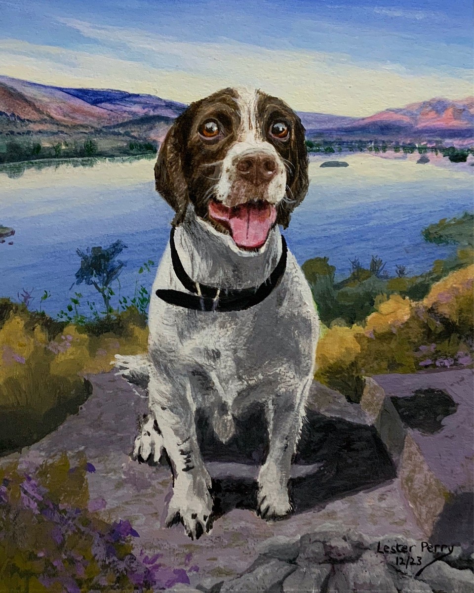 ARNIE - Acrylics on Paper - On holiday in the Lake District.