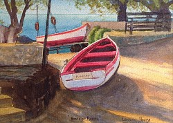 BOATS AT PLAKIAS - Watercolour